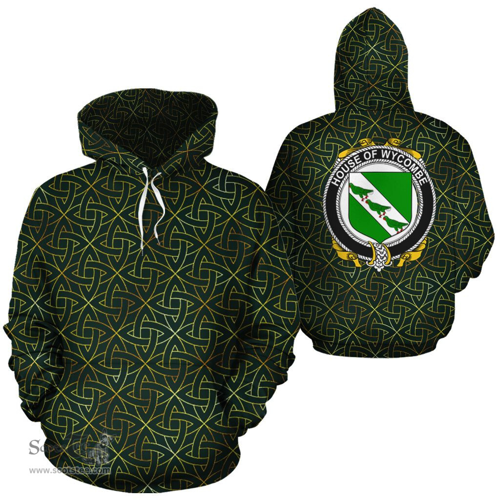 ScotsTee Shop Irish Wycombe Coat of Arms Family Crest Ireland Hoodie Irish Gold Symbol Hoodie