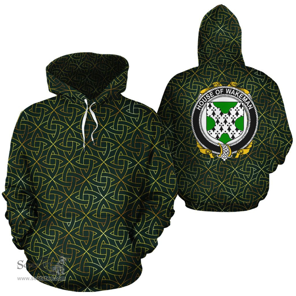 ScotsTee Shop Irish Wakeman Coat of Arms Family Crest Ireland Hoodie Irish Gold Symbol Hoodie