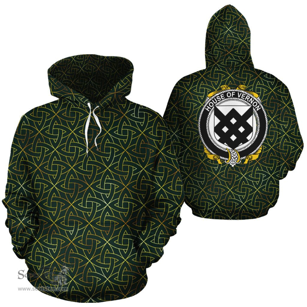 ScotsTee Shop Irish Vernon Coat of Arms Family Crest Ireland Hoodie Irish Gold Symbol Hoodie