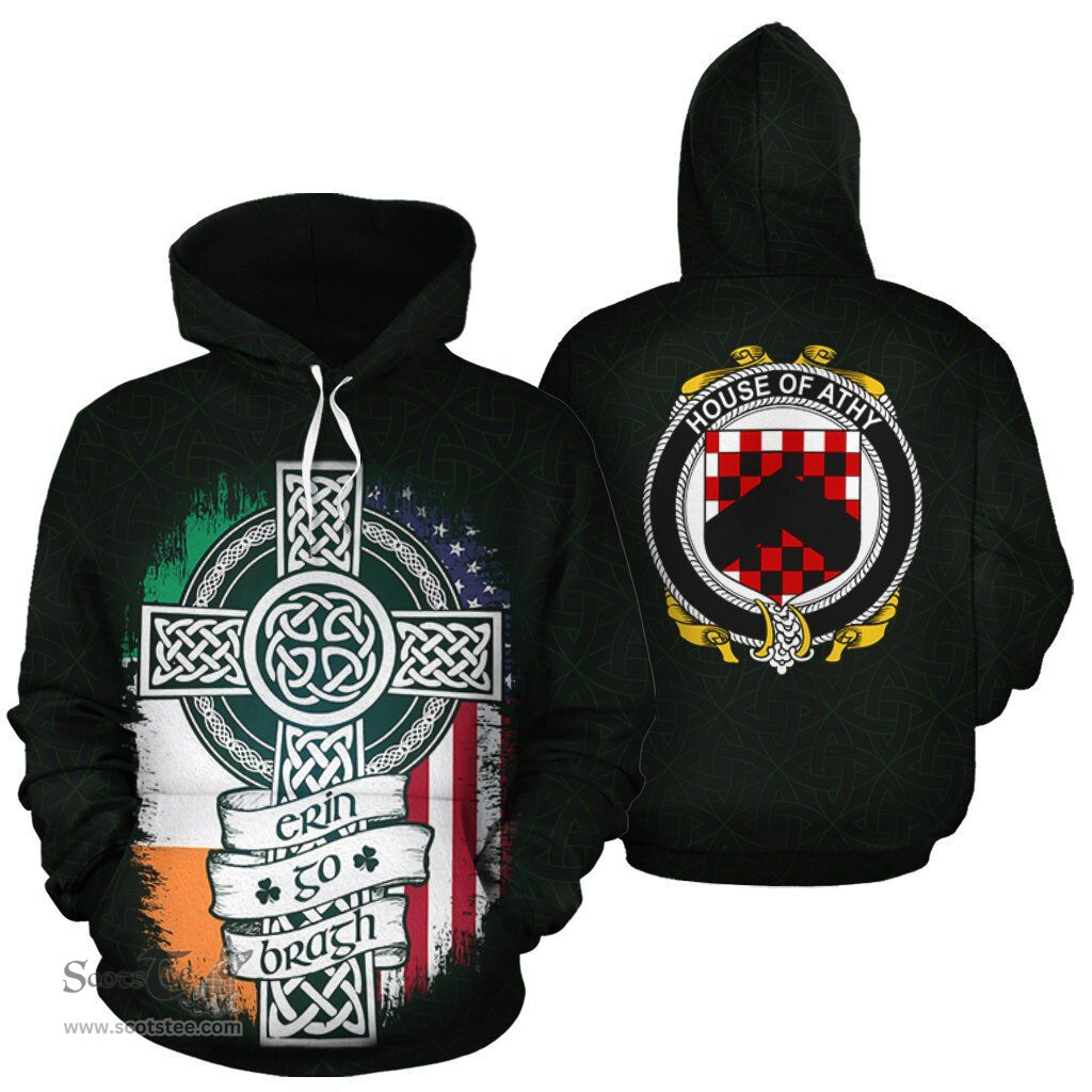 ScotsTee Shop Irish Athy Coat of Arms Family Crest Ireland Hoodie Erin Go Bragh Hoodie