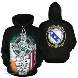 ScotsTee Shop Irish Bernard Coat of Arms Family Crest Ireland Hoodie Erin Go Bragh Hoodie