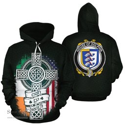 ScotsTee Shop Irish Dolphin Coat of Arms Family Crest Ireland Hoodie Erin Go Bragh Hoodie
