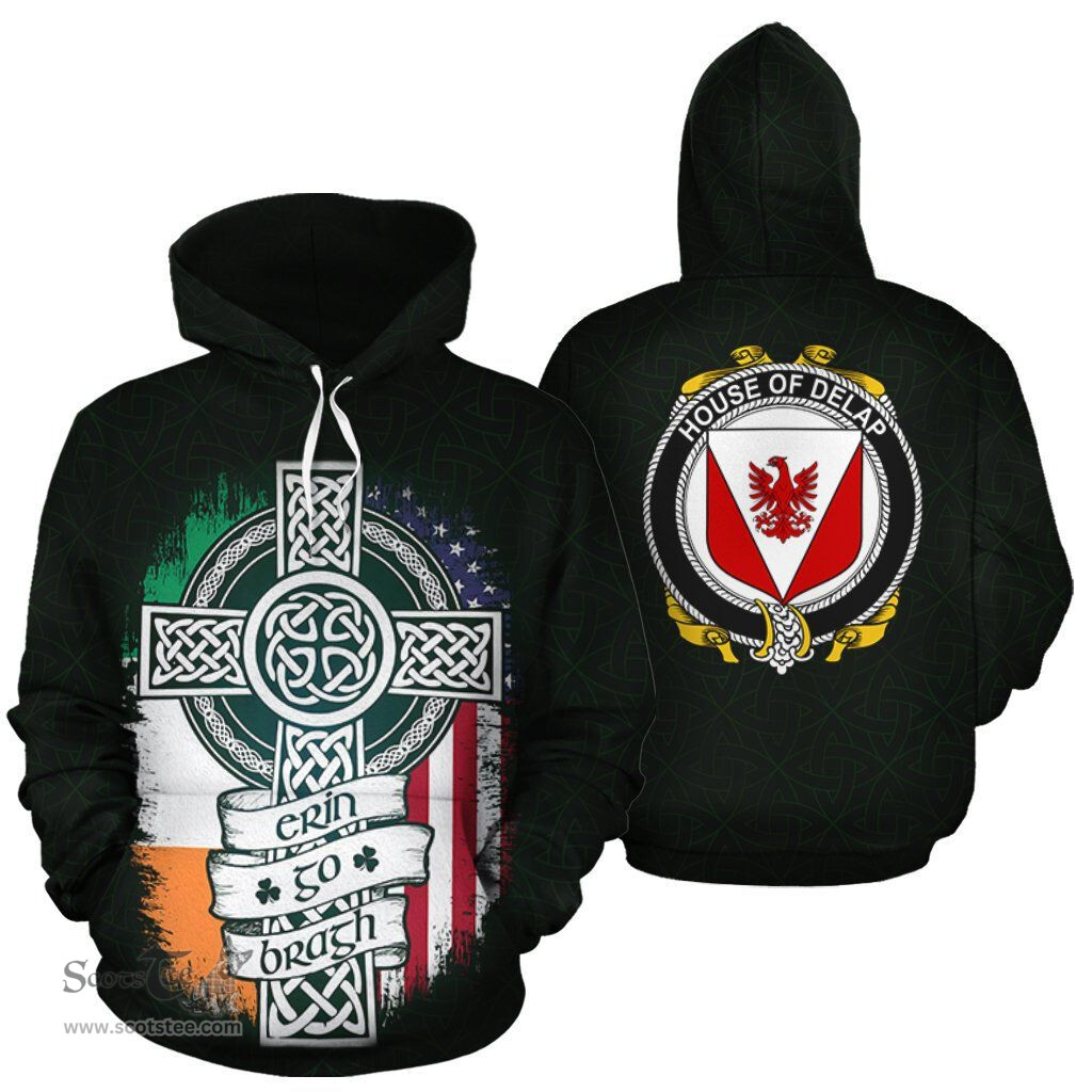 ScotsTee Shop Irish Delap Coat of Arms Family Crest Ireland Hoodie Erin Go Bragh Hoodie