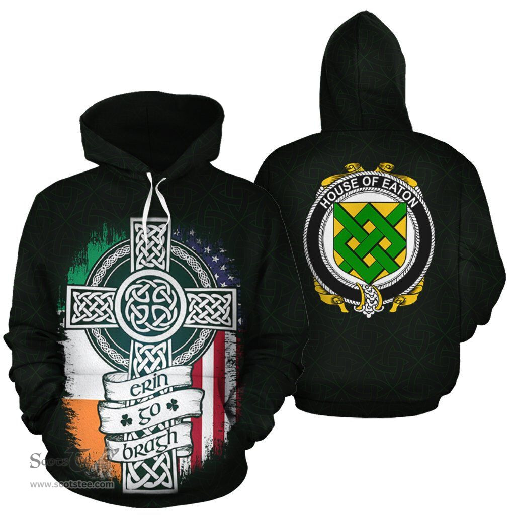 ScotsTee Shop Irish Eaton Coat of Arms Family Crest Ireland Hoodie Erin Go Bragh Hoodie