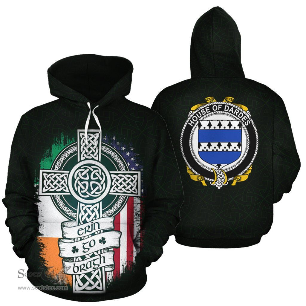 ScotsTee Shop Irish Dardes Coat of Arms Family Crest Ireland Hoodie Erin Go Bragh Hoodie