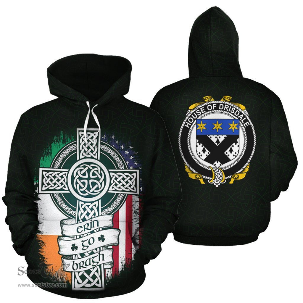 ScotsTee Shop Irish Drisdale Coat of Arms Family Crest Ireland Hoodie Erin Go Bragh Hoodie