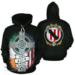 ScotsTee Shop Irish Delahyde Coat of Arms Family Crest Ireland Hoodie Erin Go Bragh Hoodie
