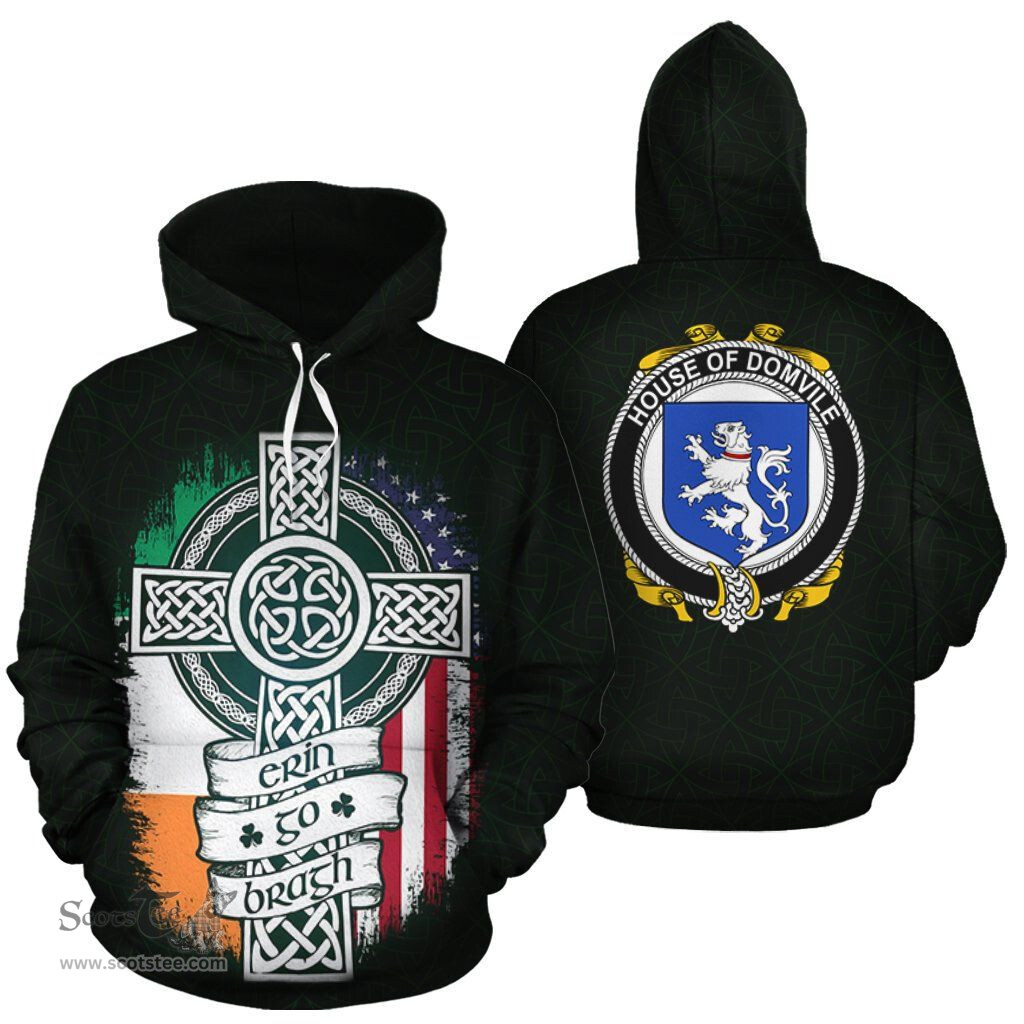 ScotsTee Shop Irish Domvile Coat of Arms Family Crest Ireland Hoodie Erin Go Bragh Hoodie