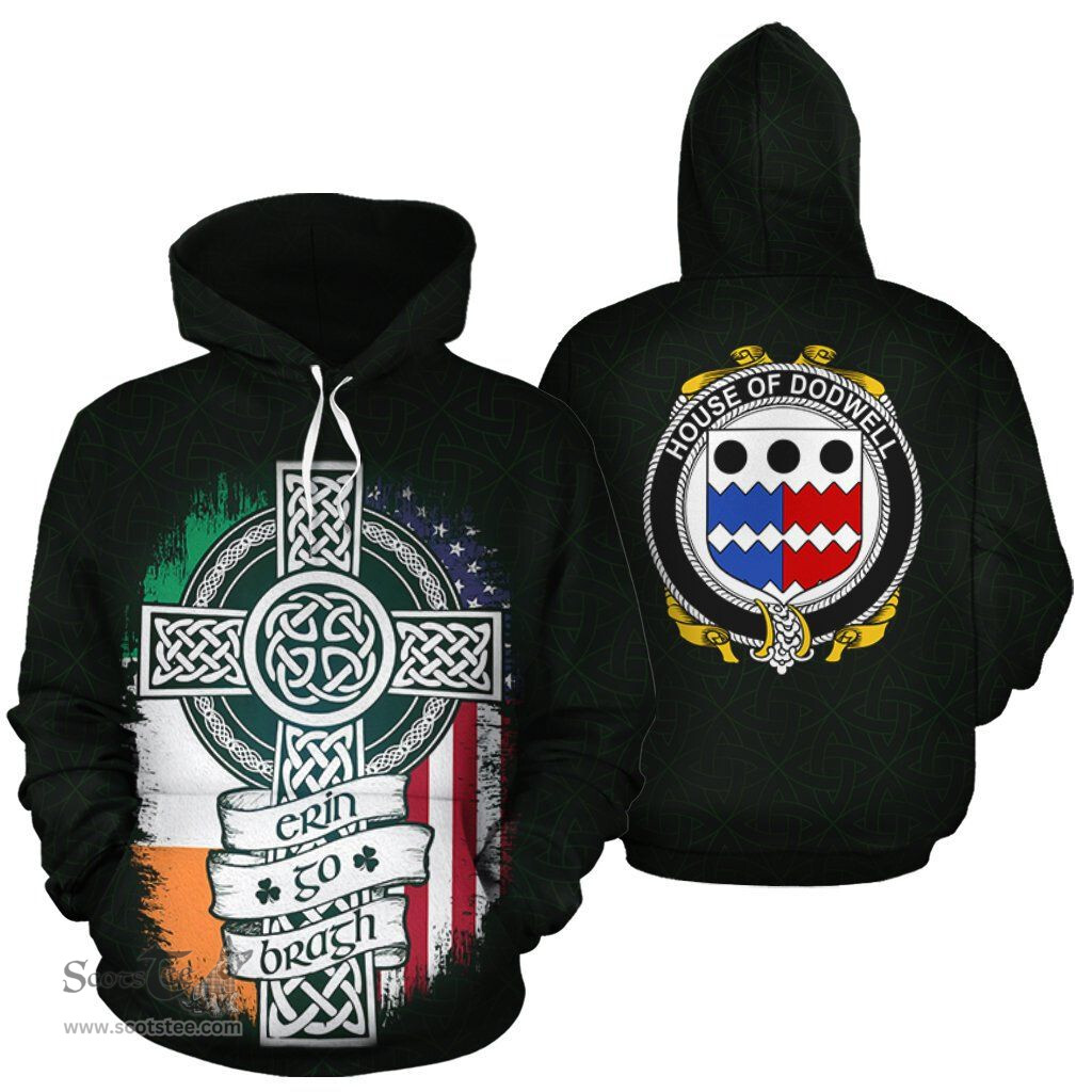 ScotsTee Shop Irish Dodwell Coat of Arms Family Crest Ireland Hoodie Erin Go Bragh Hoodie