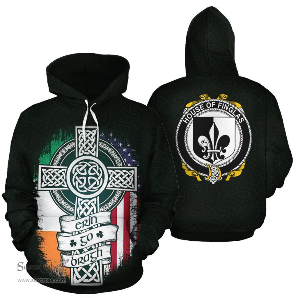 ScotsTee Shop Irish Finglas Coat of Arms Family Crest Ireland Hoodie Erin Go Bragh Hoodie