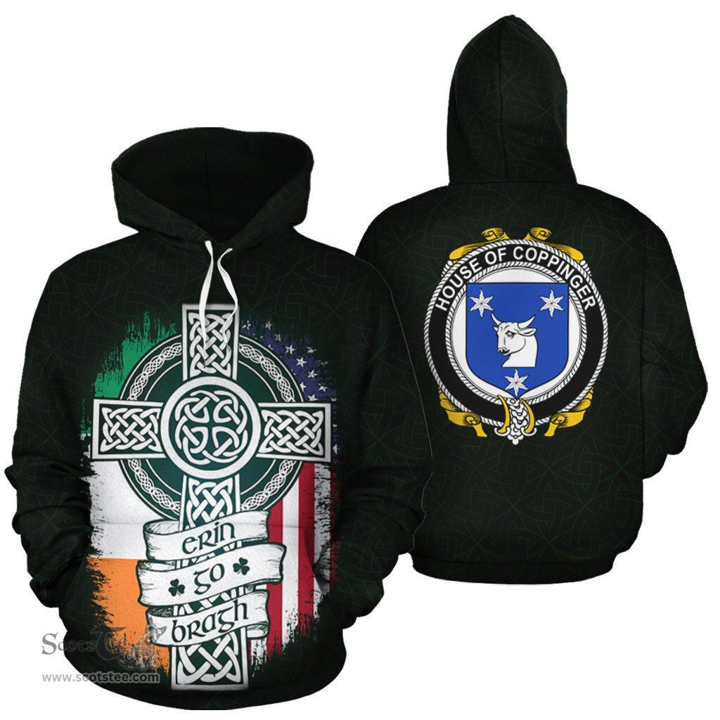 ScotsTee Shop Irish Coppinger Coat of Arms Family Crest Ireland Hoodie Erin Go Bragh Hoodie