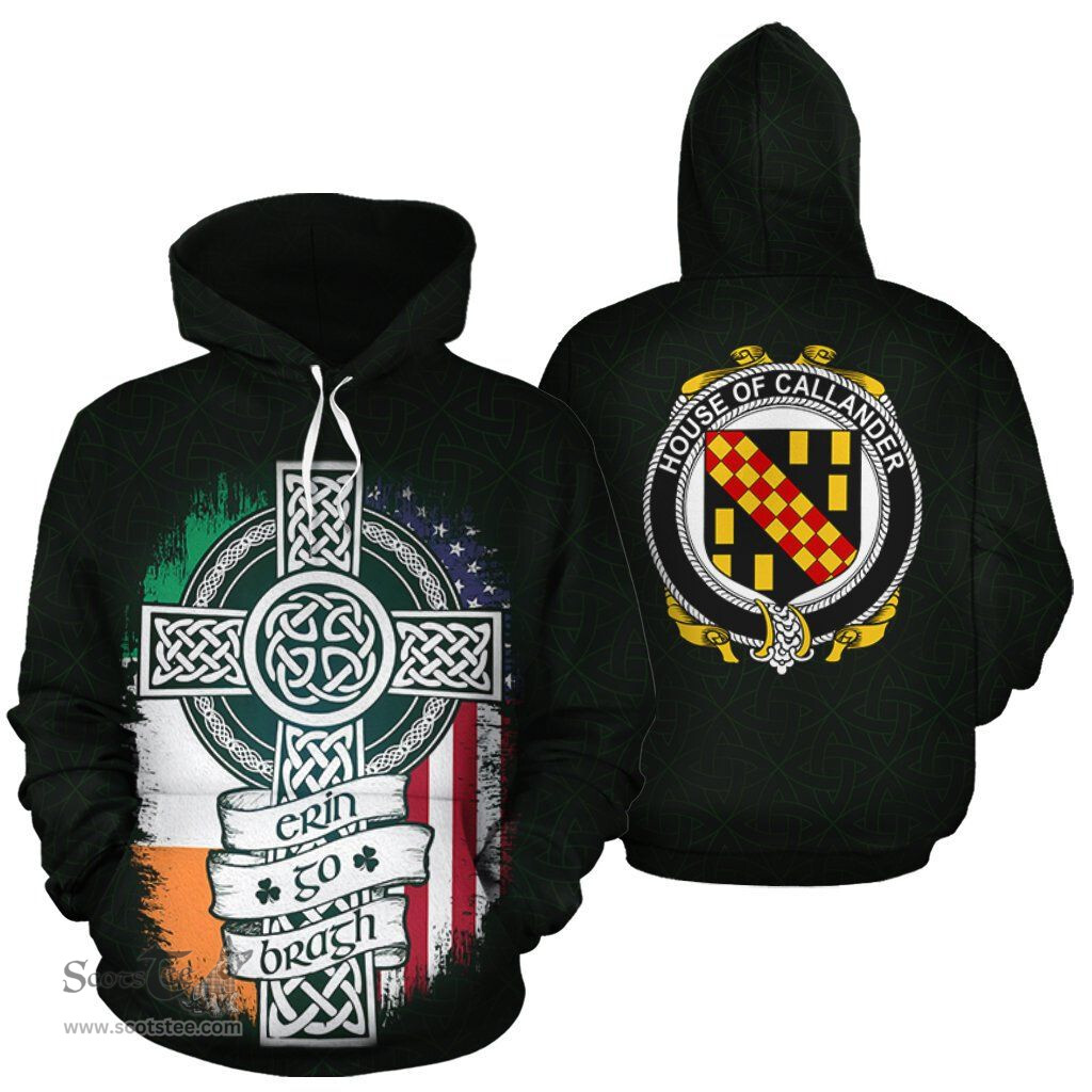 ScotsTee Shop Irish Callander Coat of Arms Family Crest Ireland Hoodie Erin Go Bragh Hoodie