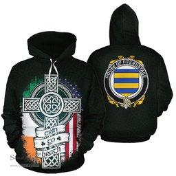 ScotsTee Shop Irish Fitz-Eustace Coat of Arms Family Crest Ireland Hoodie Erin Go Bragh Hoodie