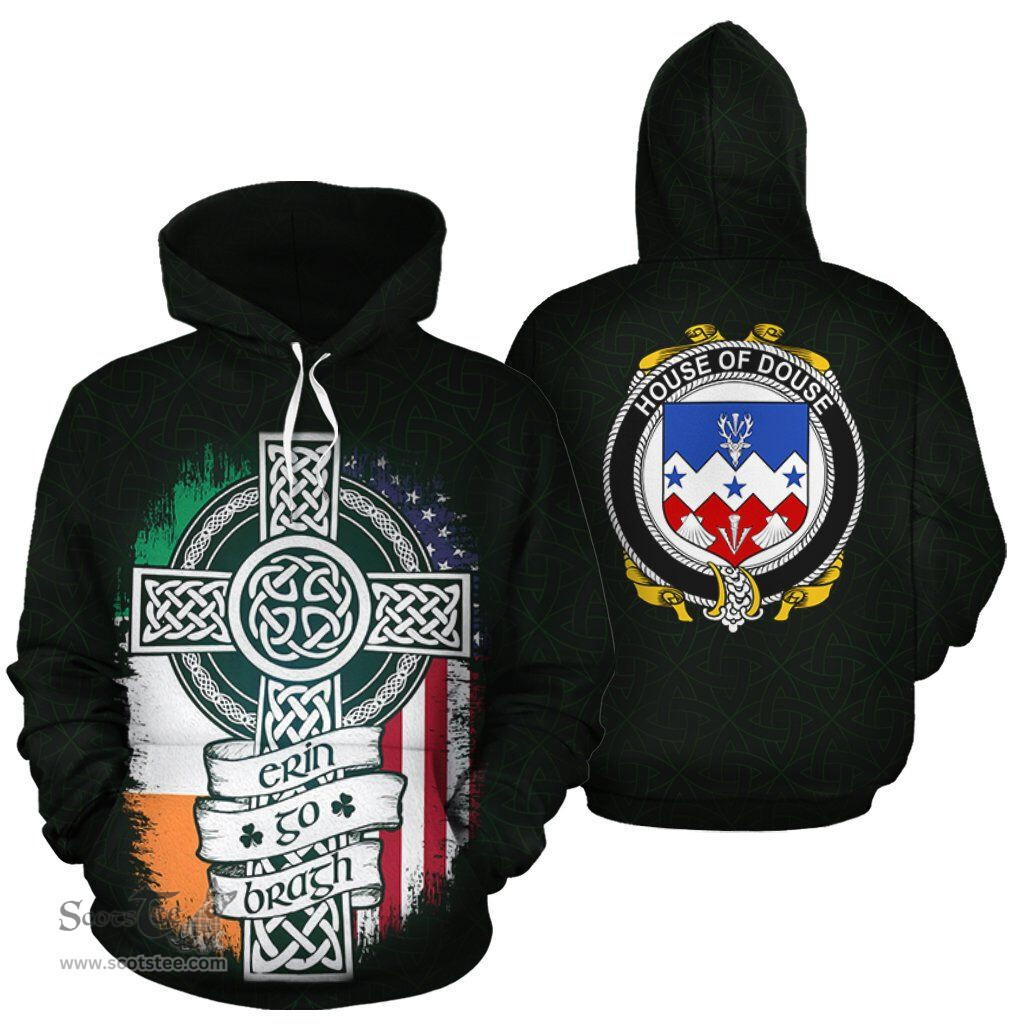 ScotsTee Shop Irish Douse Coat of Arms Family Crest Ireland Hoodie Erin Go Bragh Hoodie