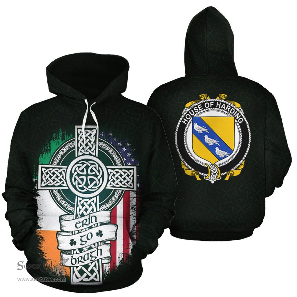 ScotsTee Shop Irish Harding Coat of Arms Family Crest Ireland Hoodie Erin Go Bragh Hoodie