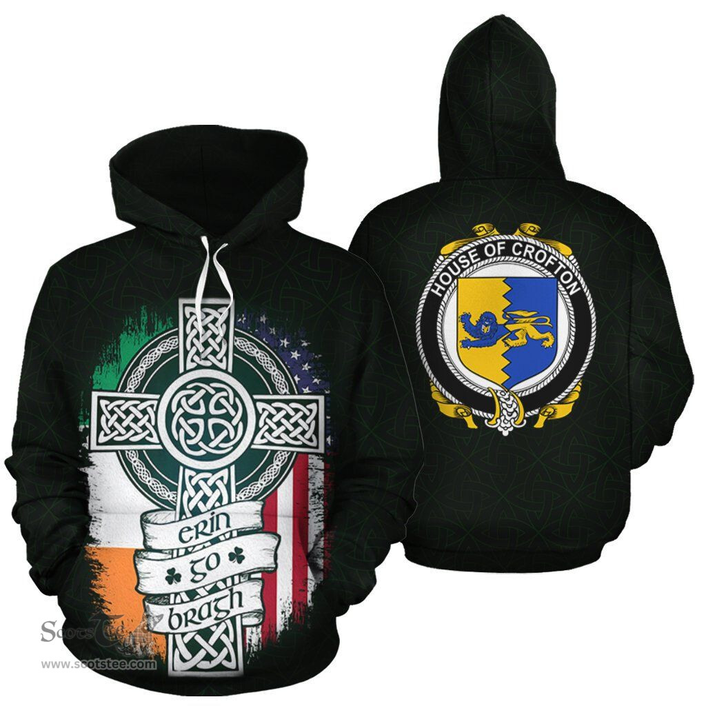 ScotsTee Shop Irish Crofton Coat of Arms Family Crest Ireland Hoodie Erin Go Bragh Hoodie