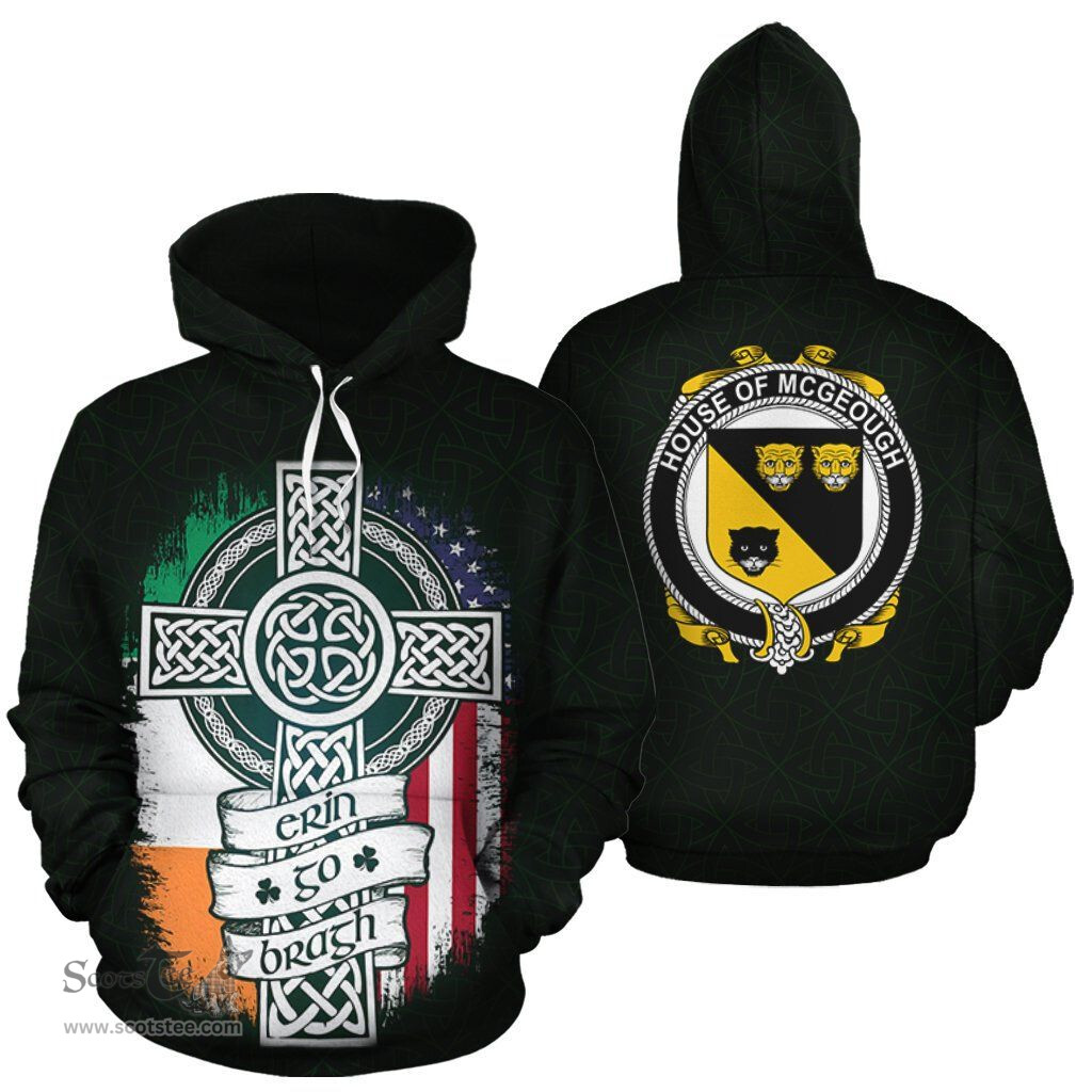 ScotsTee Shop Irish McGeough Coat of Arms Family Crest Ireland Hoodie Erin Go Bragh Hoodie