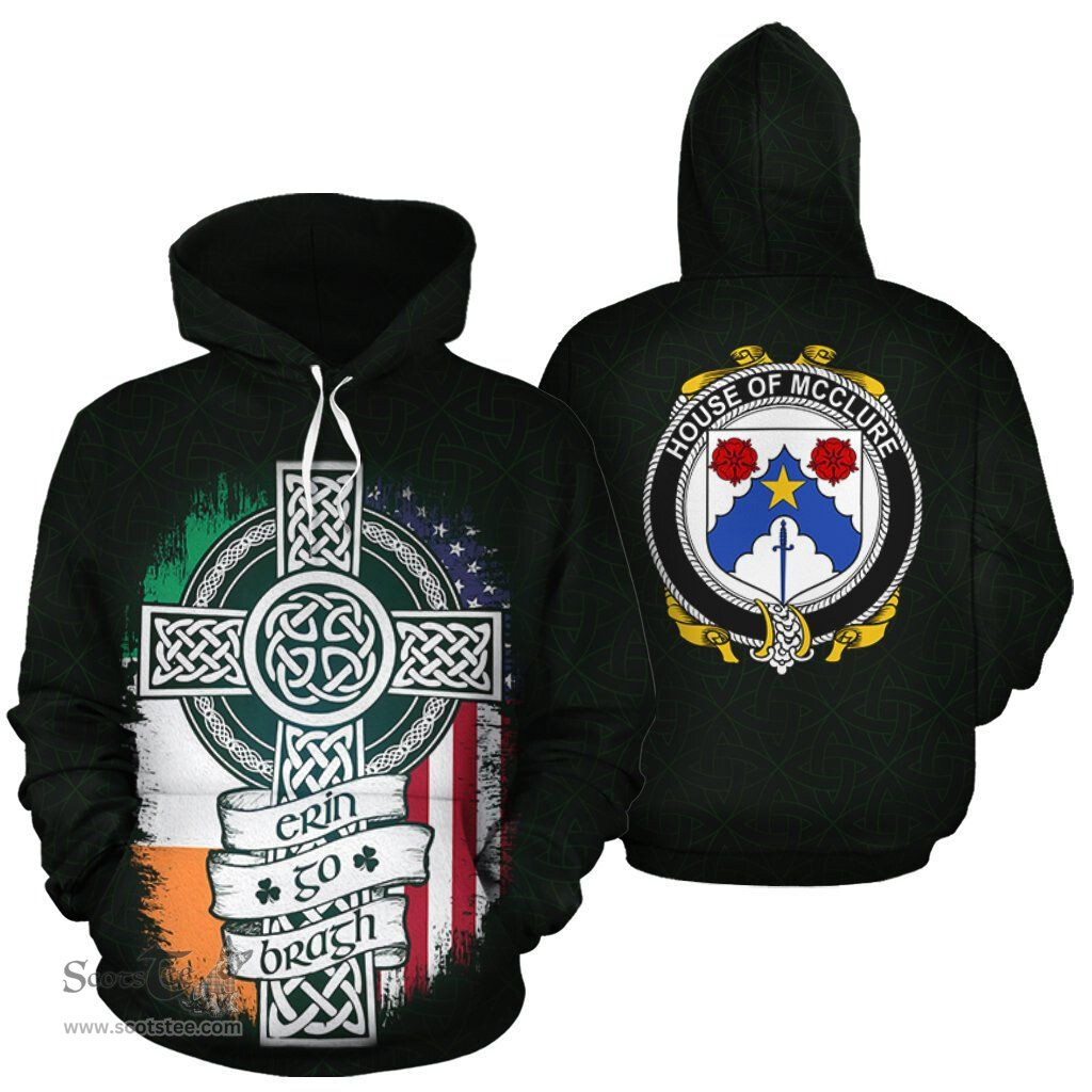 ScotsTee Shop Irish McClure Coat of Arms Family Crest Ireland Hoodie Erin Go Bragh Hoodie