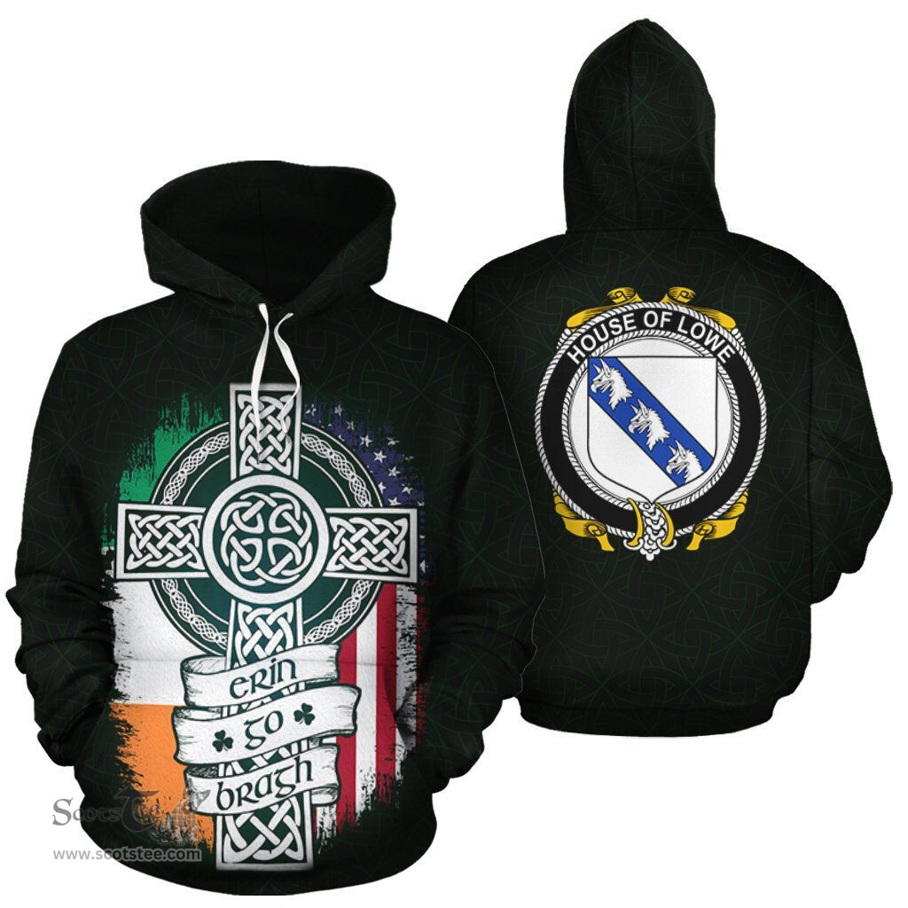 ScotsTee Shop Irish Lowe Coat of Arms Family Crest Ireland Hoodie Erin Go Bragh Hoodie