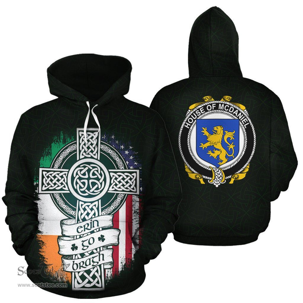 ScotsTee Shop Irish McDaniel Coat of Arms Family Crest Ireland Hoodie Erin Go Bragh Hoodie