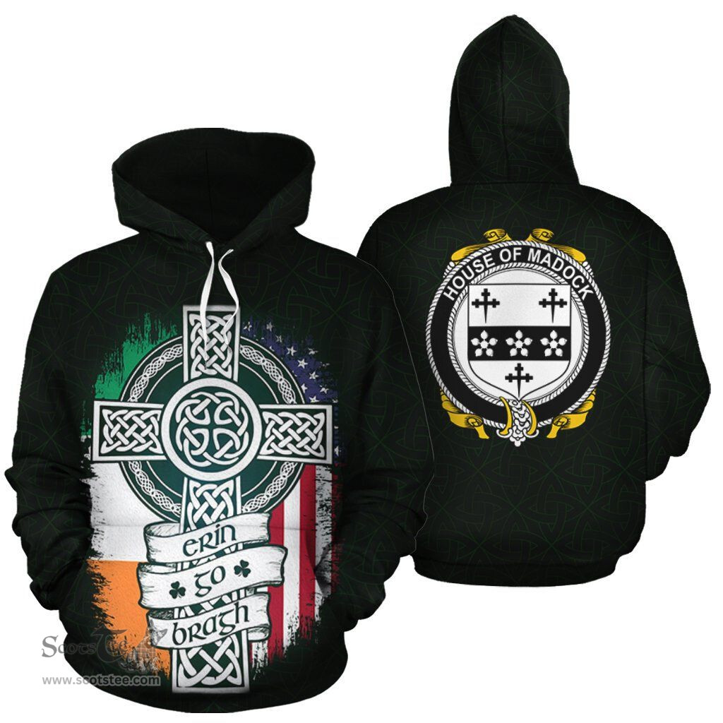 ScotsTee Shop Irish Madock Coat of Arms Family Crest Ireland Hoodie Erin Go Bragh Hoodie