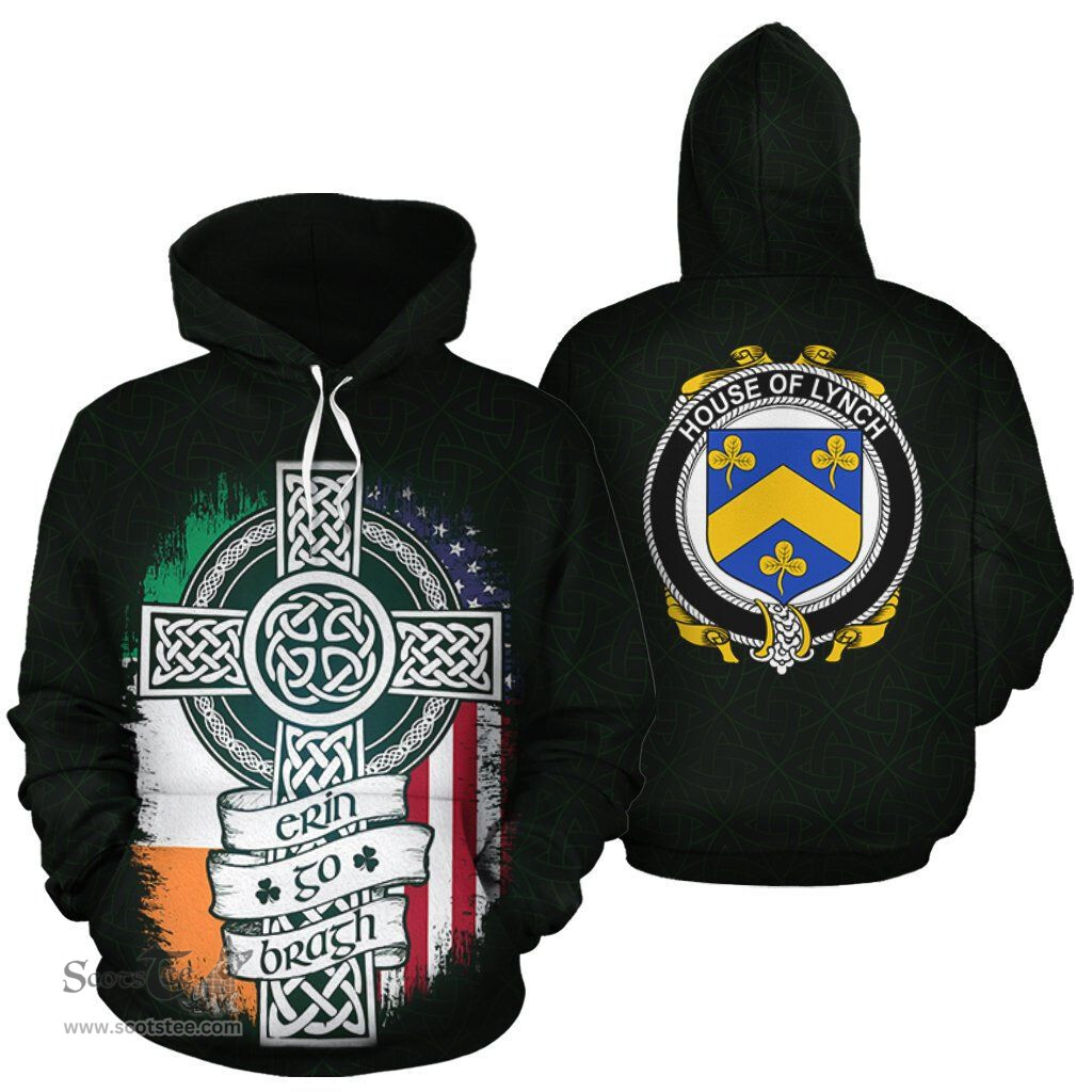 ScotsTee Shop Irish Lynch Coat of Arms Family Crest Ireland Hoodie Erin Go Bragh Hoodie
