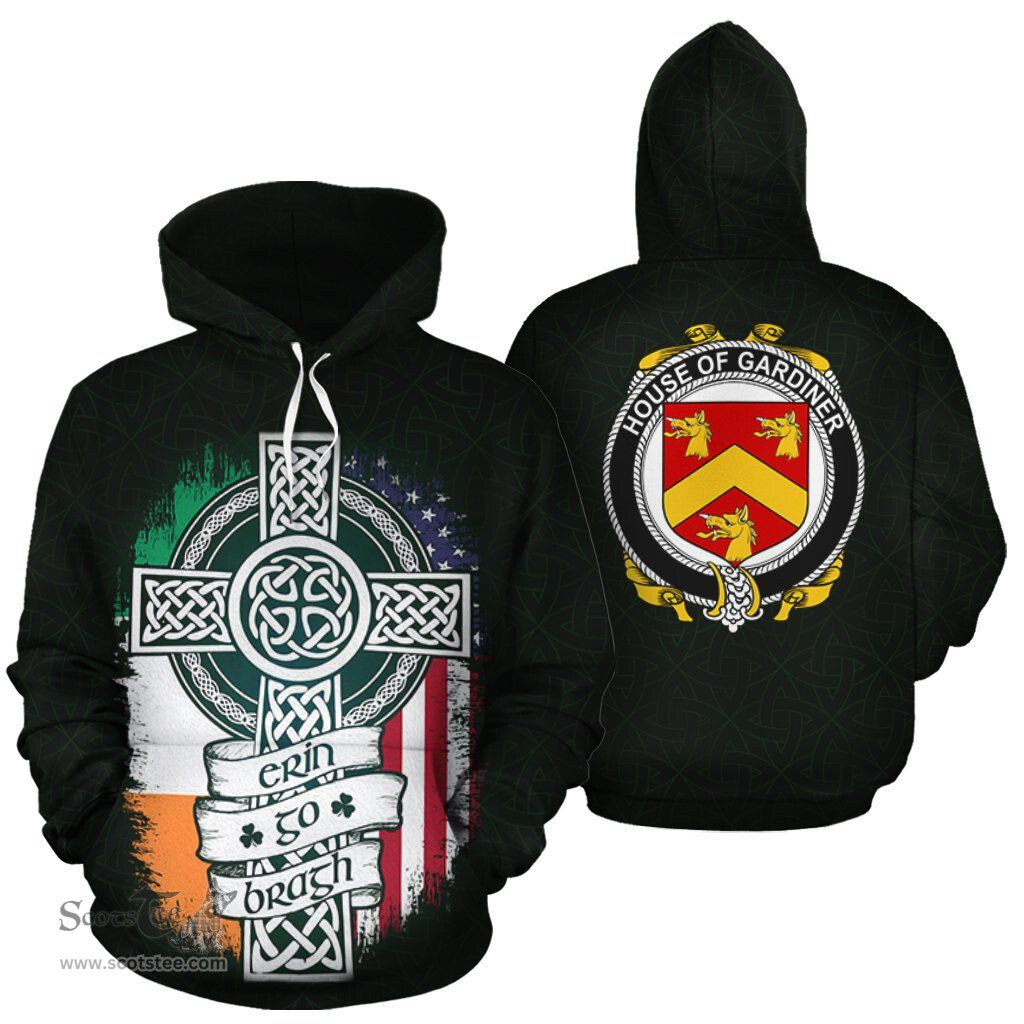 ScotsTee Shop Irish Gardiner Coat of Arms Family Crest Ireland Hoodie Erin Go Bragh Hoodie