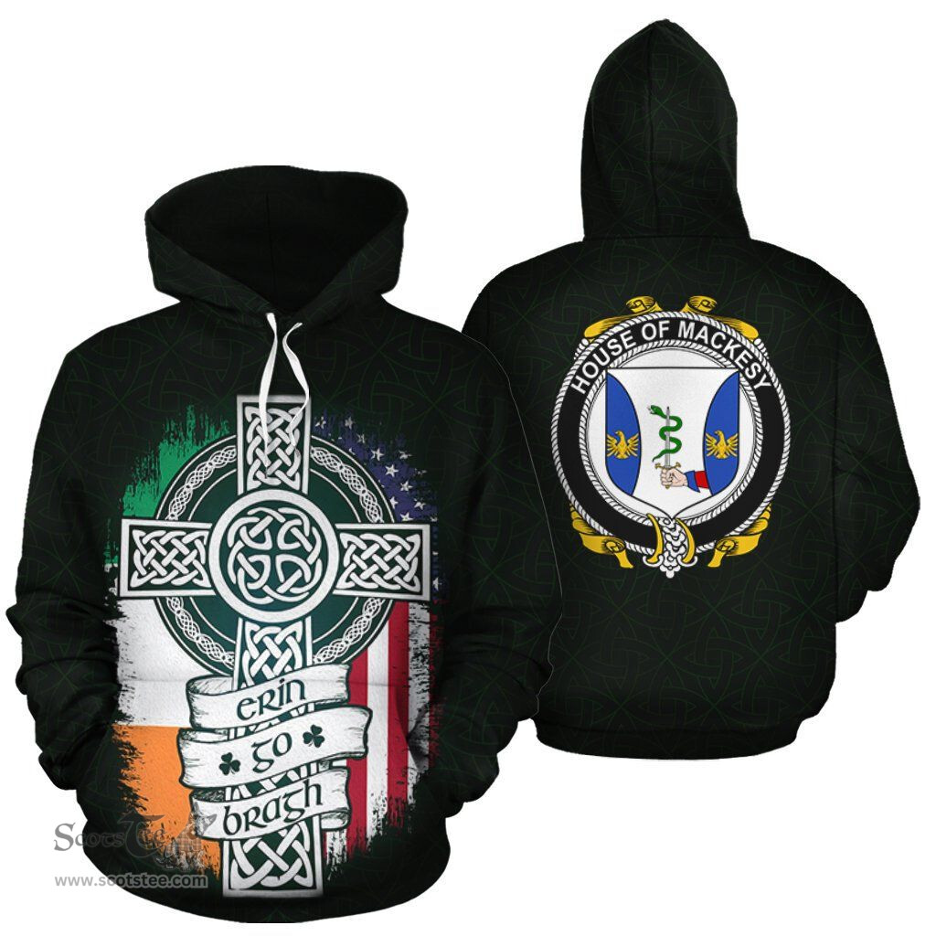 ScotsTee Shop Irish Mackesy Coat of Arms Family Crest Ireland Hoodie Erin Go Bragh Hoodie