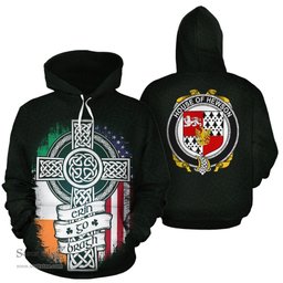 ScotsTee Shop Irish Hewson Coat of Arms Family Crest Ireland Hoodie Erin Go Bragh Hoodie