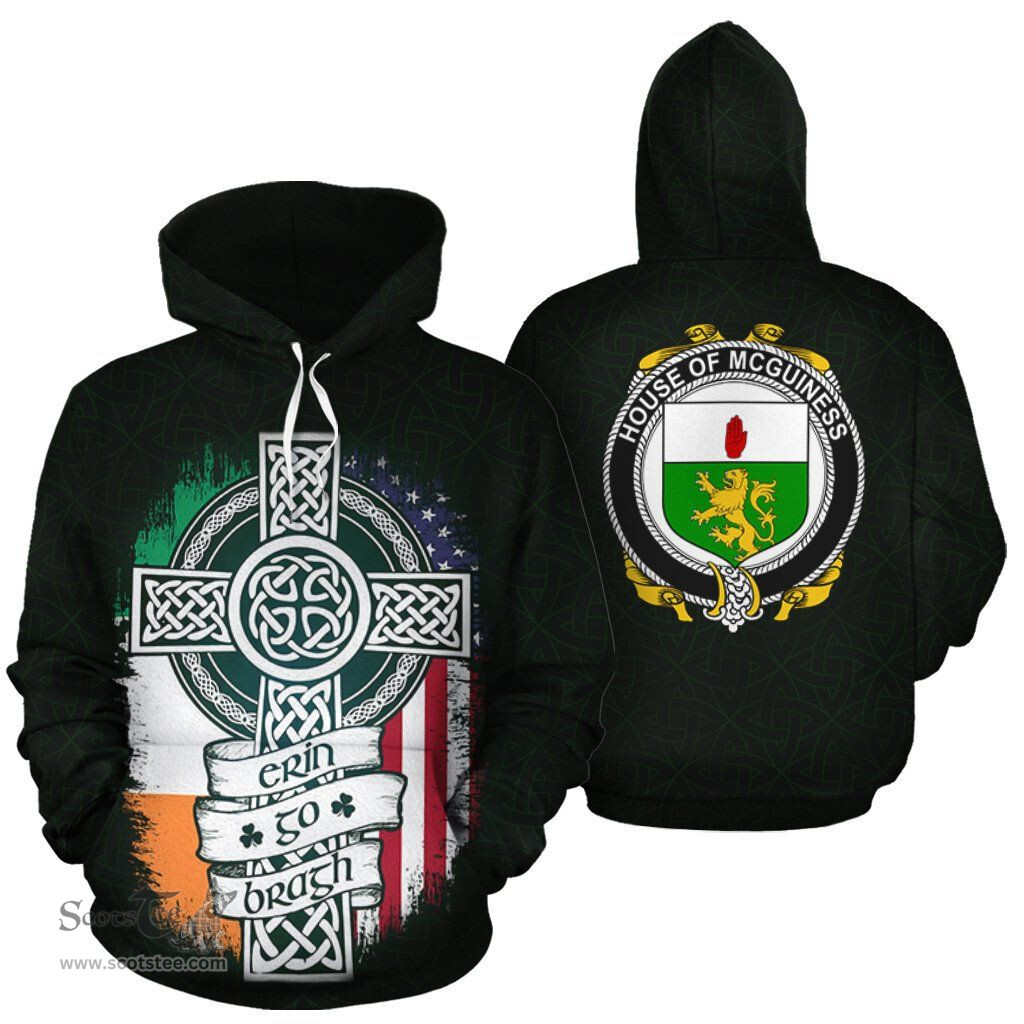 ScotsTee Shop Irish McGuiness Coat of Arms Family Crest Ireland Hoodie Erin Go Bragh Hoodie
