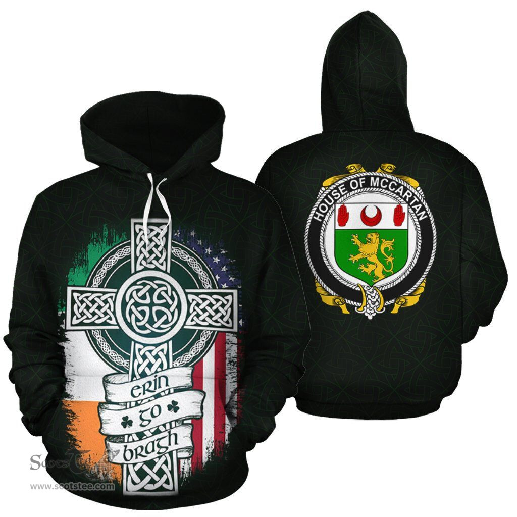 ScotsTee Shop Irish McCartan Coat of Arms Family Crest Ireland Hoodie Erin Go Bragh Hoodie