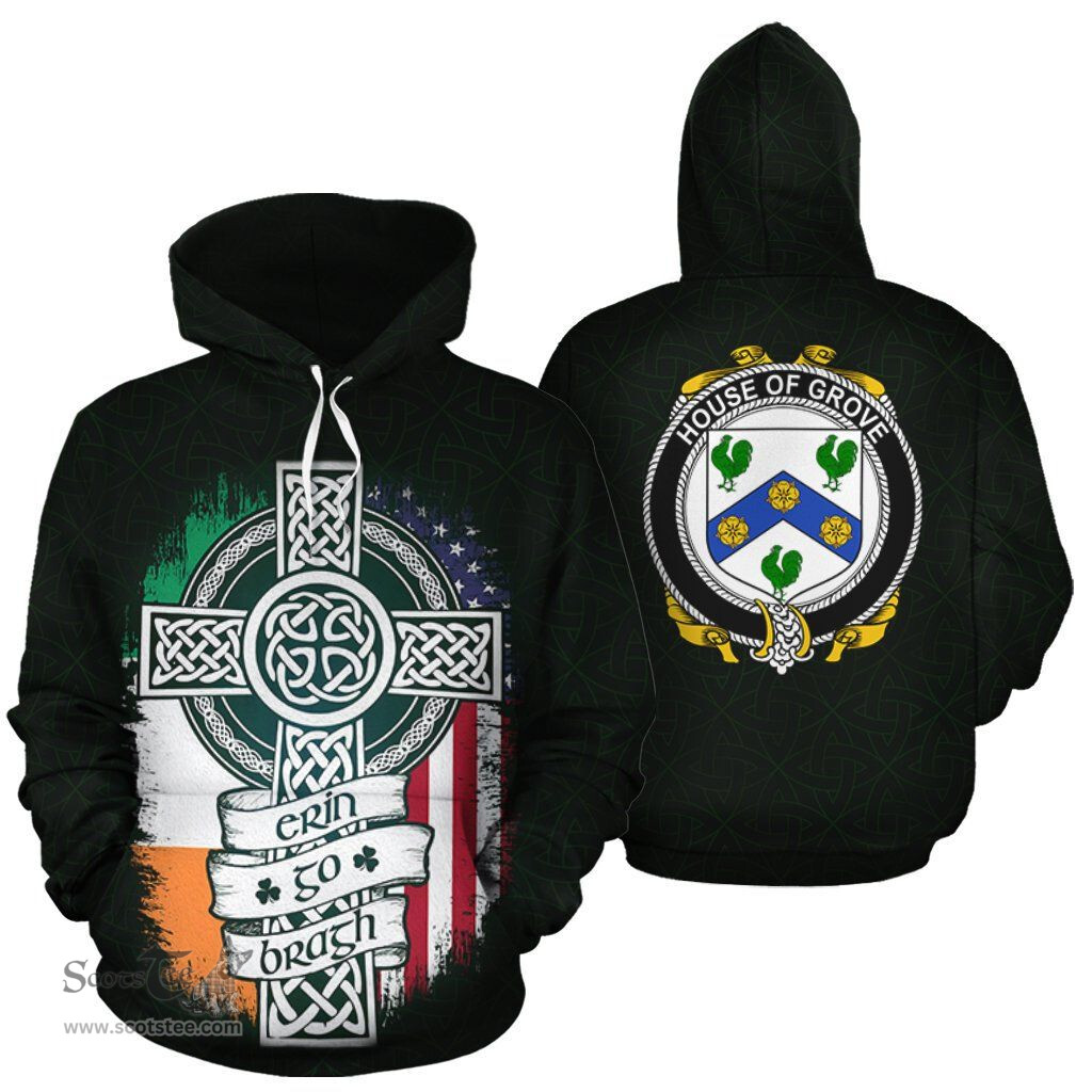 ScotsTee Shop Irish Grove Coat of Arms Family Crest Ireland Hoodie Erin Go Bragh Hoodie