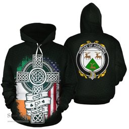ScotsTee Shop Irish Hawkins Coat of Arms Family Crest Ireland Hoodie Erin Go Bragh Hoodie