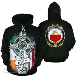 ScotsTee Shop Irish Leeson Coat of Arms Family Crest Ireland Hoodie Erin Go Bragh Hoodie