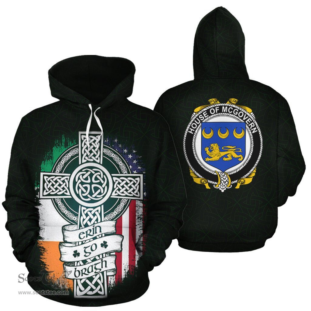 ScotsTee Shop Irish McGovern Coat of Arms Family Crest Ireland Hoodie Erin Go Bragh Hoodie