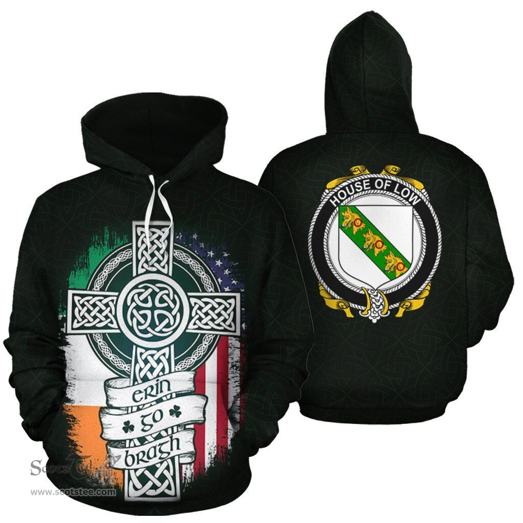 ScotsTee Shop Irish Low Coat of Arms Family Crest Ireland Hoodie Erin Go Bragh Hoodie