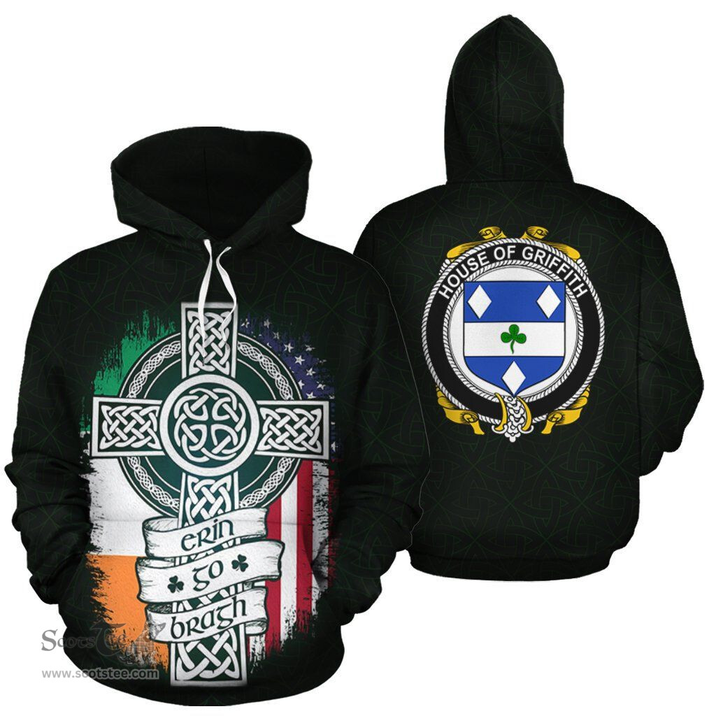 ScotsTee Shop Irish Griffith Coat of Arms Family Crest Ireland Hoodie Erin Go Bragh Hoodie