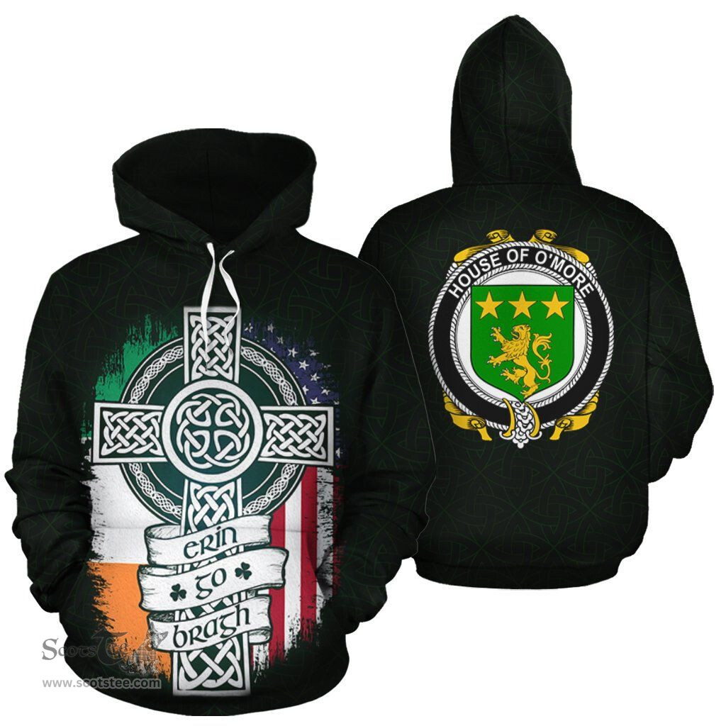 ScotsTee Shop Irish O'More Coat of Arms Family Crest Ireland Hoodie Erin Go Bragh Hoodie