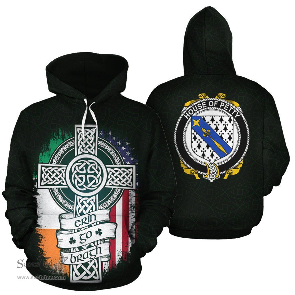 ScotsTee Shop Irish Petty Coat of Arms Family Crest Ireland Hoodie Erin Go Bragh Hoodie