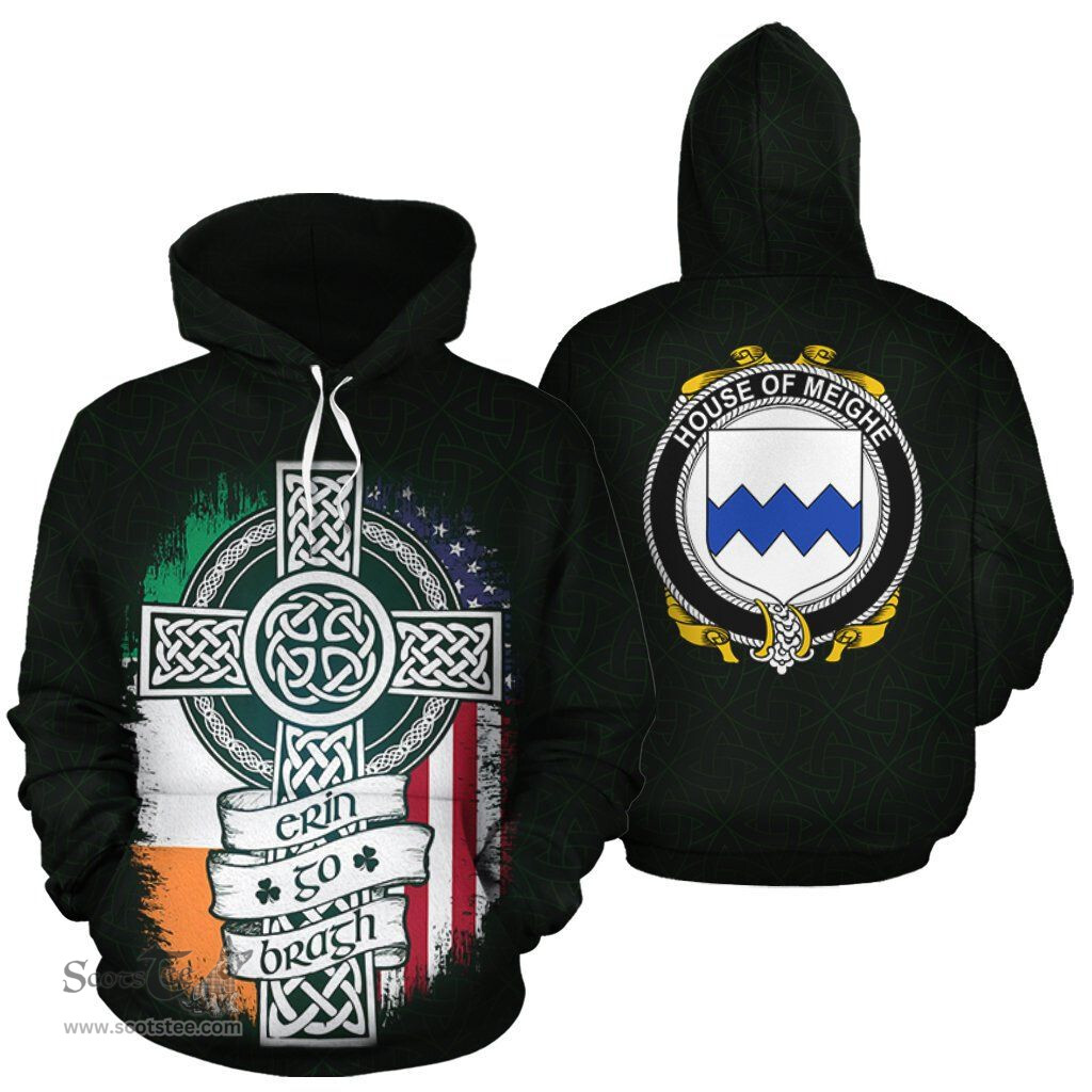 ScotsTee Shop Irish Meighe Coat of Arms Family Crest Ireland Hoodie Erin Go Bragh Hoodie