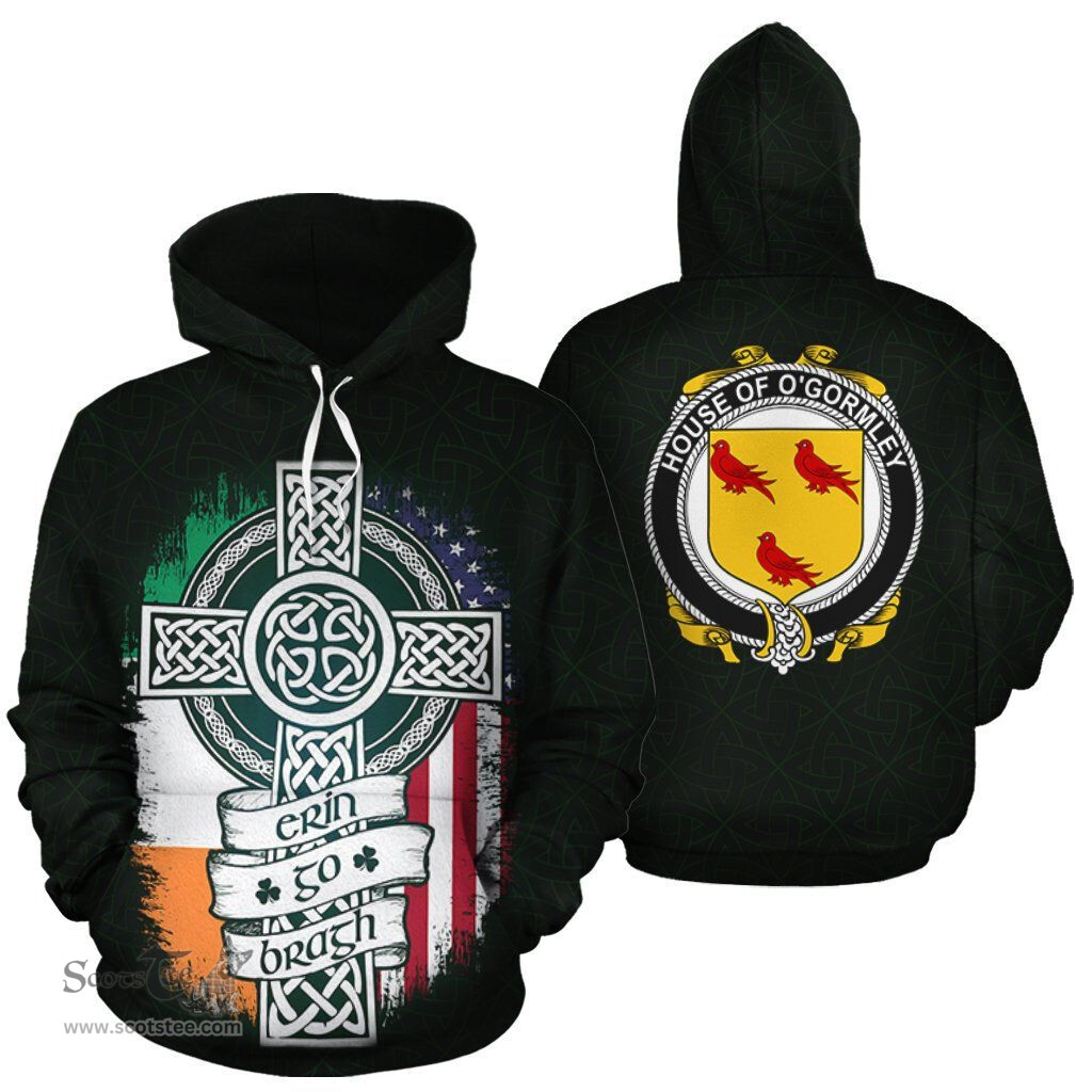 ScotsTee Shop Irish O'Gormley Coat of Arms Family Crest Ireland Hoodie Erin Go Bragh Hoodie