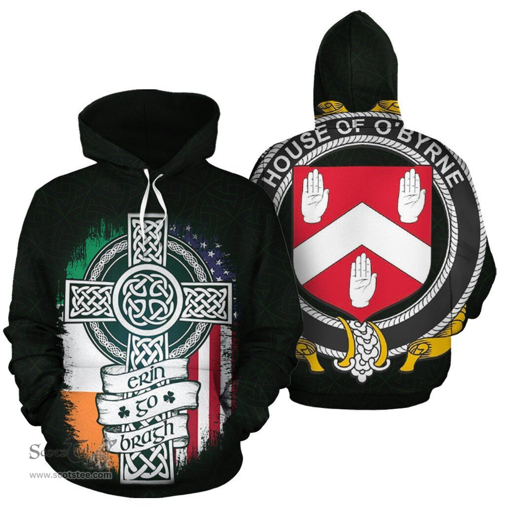 ScotsTee Shop Irish O'Byrne Coat of Arms Family Crest Ireland Hoodie Erin Go Bragh Hoodie