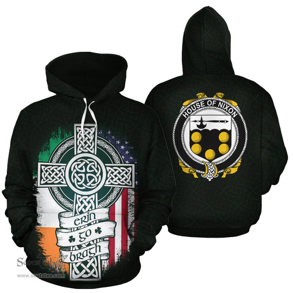 ScotsTee Shop Irish Nixon Coat of Arms Family Crest Ireland Hoodie Erin Go Bragh Hoodie