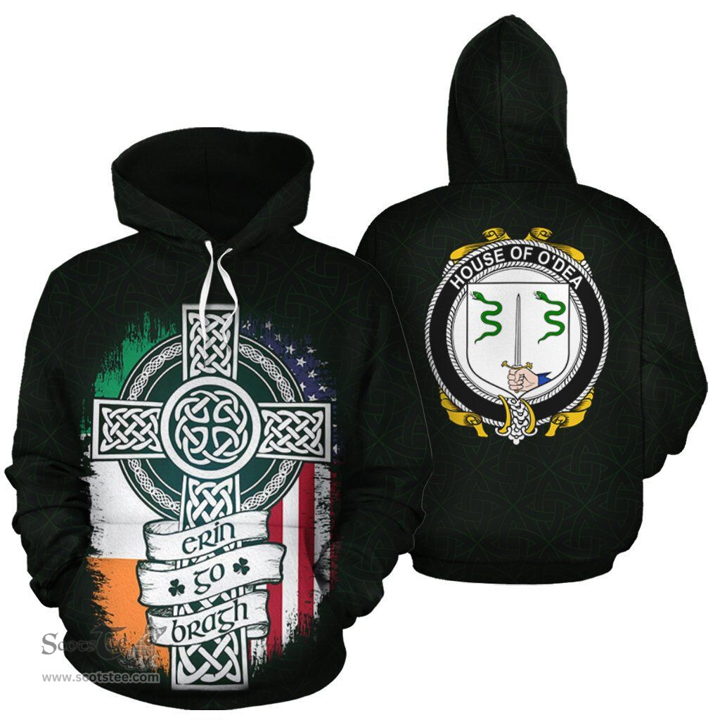 ScotsTee Shop Irish O'Dea Coat of Arms Family Crest Ireland Hoodie Erin Go Bragh Hoodie