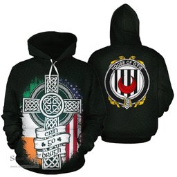 ScotsTee Shop Irish O'Fie Coat of Arms Family Crest Ireland Hoodie Erin Go Bragh Hoodie