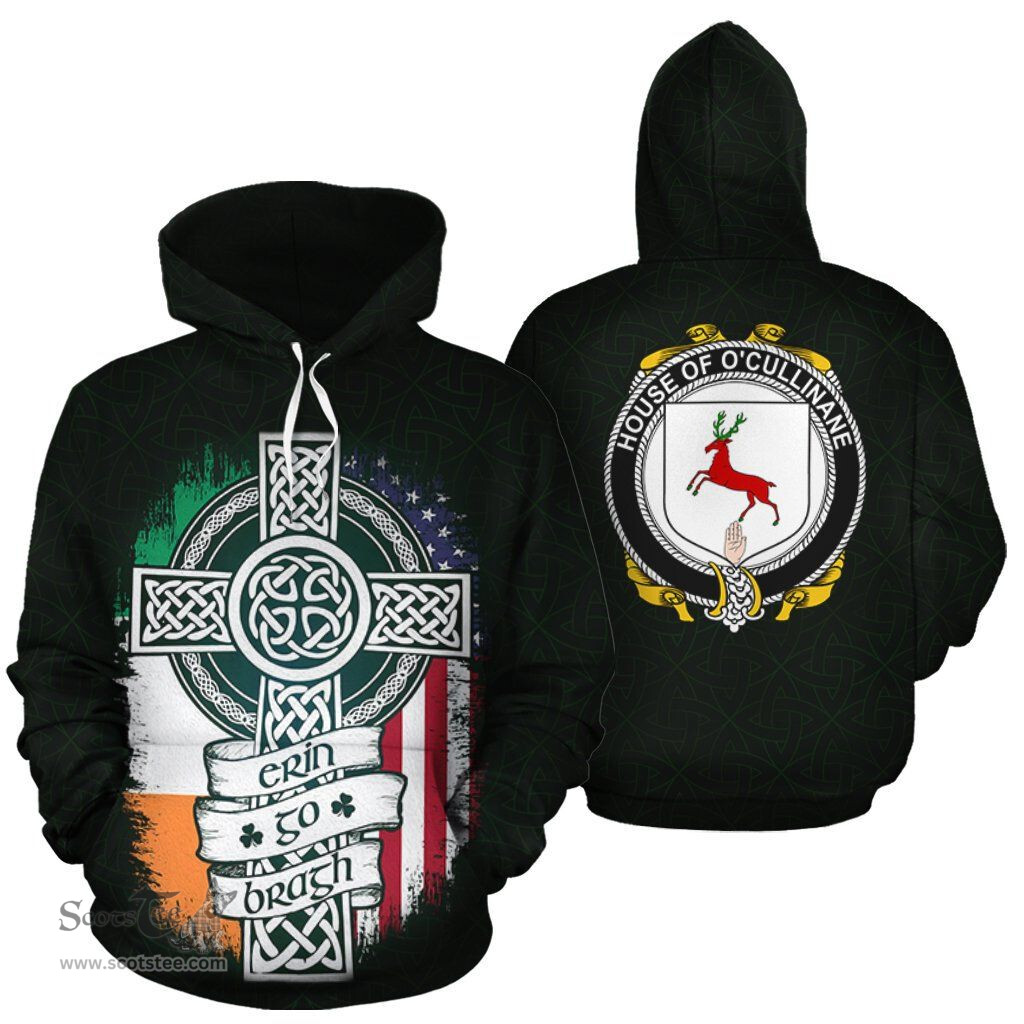ScotsTee Shop Irish O'Cullinane Coat of Arms Family Crest Ireland Hoodie Erin Go Bragh Hoodie