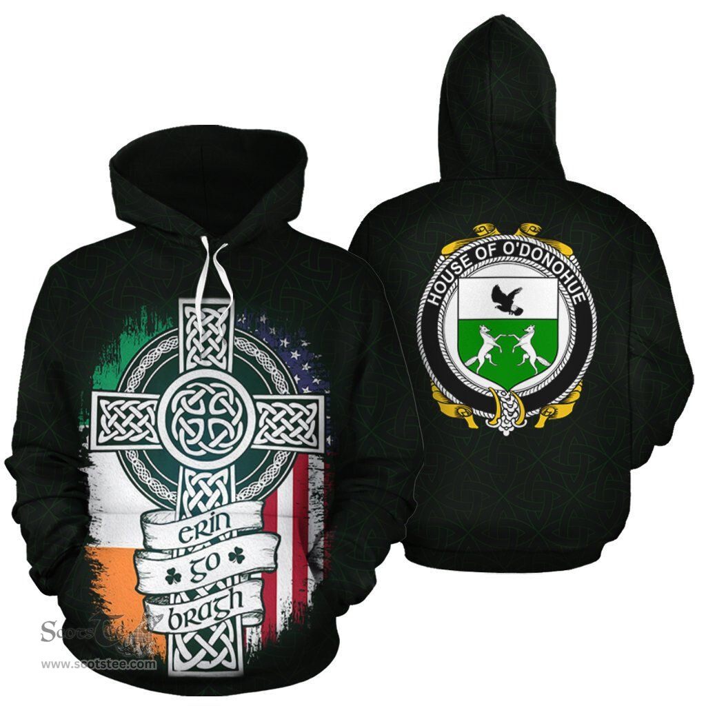 ScotsTee Shop Irish O'Donohue Coat of Arms Family Crest Ireland Hoodie Erin Go Bragh Hoodie