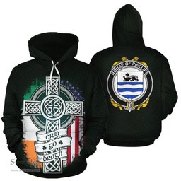 ScotsTee Shop Irish Phillips Coat of Arms Family Crest Ireland Hoodie Erin Go Bragh Hoodie
