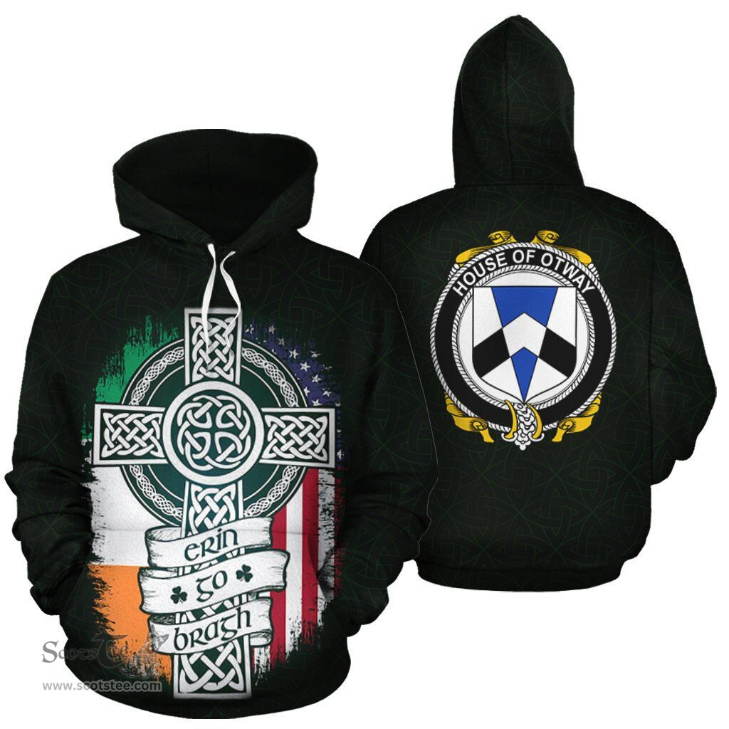 ScotsTee Shop Irish Otway Coat of Arms Family Crest Ireland Hoodie Erin Go Bragh Hoodie