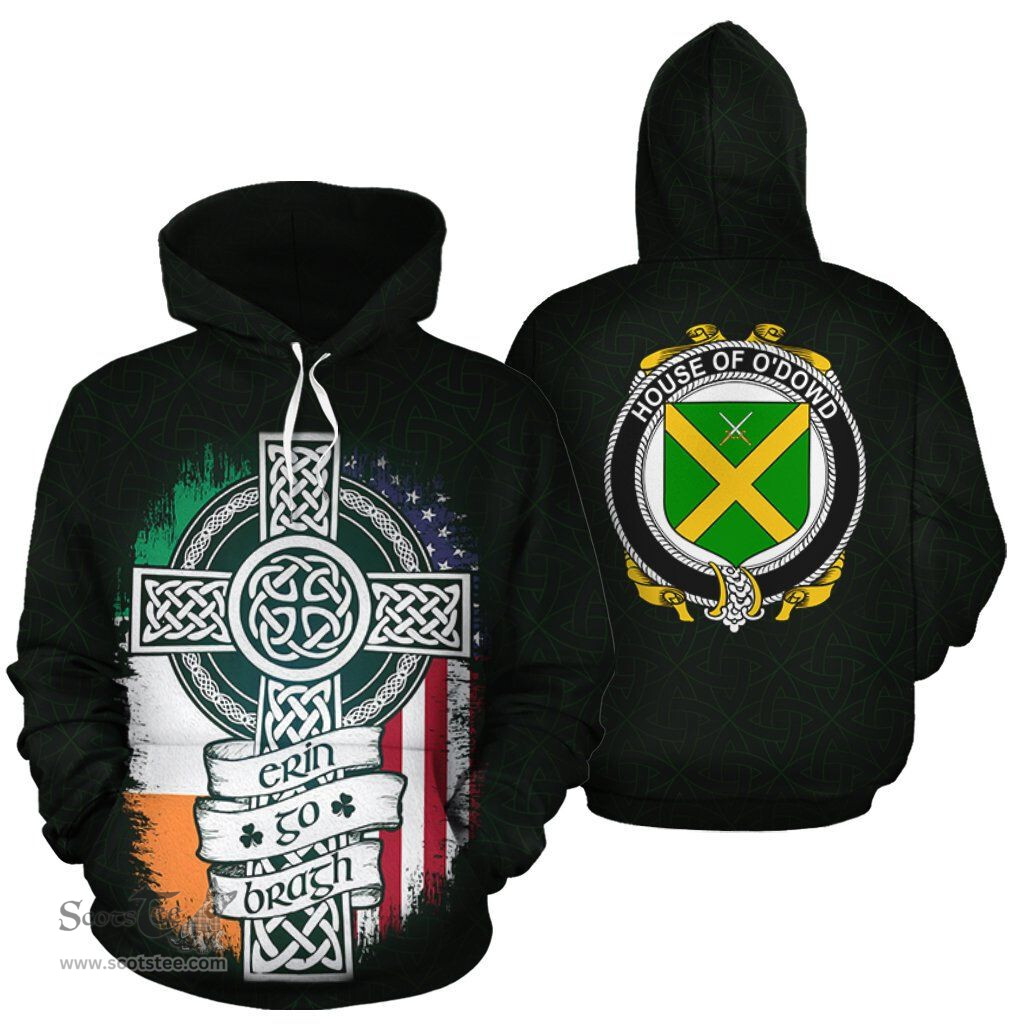 ScotsTee Shop Irish O'Dowd Coat of Arms Family Crest Ireland Hoodie Erin Go Bragh Hoodie